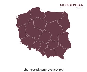 Poland map on white background vector illustration.