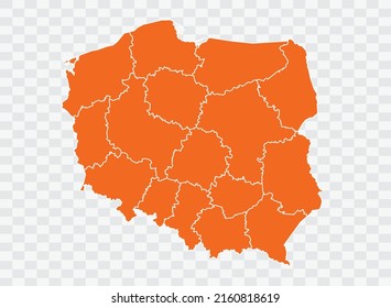 Poland Map orange Color on White Backgound  illustration eps 10