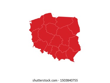 Poland map outline Voivodeship region country state area