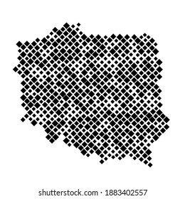 Poland map from pattern of black rhombuses of different sizes. Vector illustration.