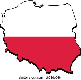 Poland Map With Polish Flag Vector Icon