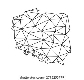 Poland map polygon origami paper style. Simple geometric tech map of Poland.