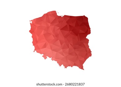 Mapa da Polônia - Ilustração do vetor estilo polígono em gradiente vermelho, baixo projeto geométrico poly, isolado no fundo branco, perfeito para infográficos, relatórios e materiais educacionais.