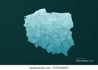 Mapa de Polonia - Ilustración vectorial de estilo polígono en diseño geométrico de bajo poli verde y azul, silueta mínima limpia para infografía.