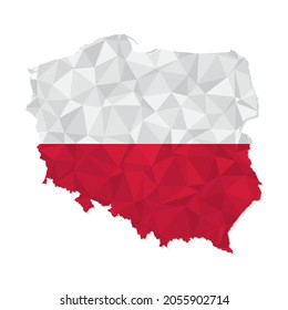 Poland map in polygonal style on white background. Vector illustration eps 10.