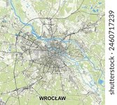 Wrocław, Poland map poster art
