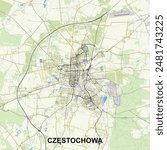 Częstochowa, Poland map poster art