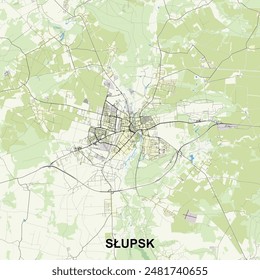 Słupsk, Poland map poster art