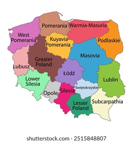 Poland map region shape, travel web flat concept icon vector illustration .