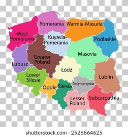 Poland map region shape, travel web flat concept icon vector illustration .