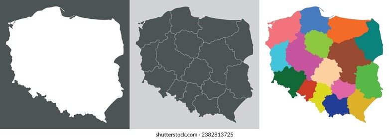 Poland map. Map of Poland in set