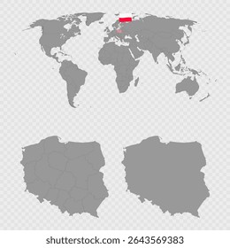 Poland Map Set with World Location.