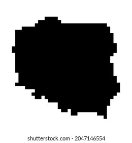 Poland map silhouette from black square pixels. Vector illustration.