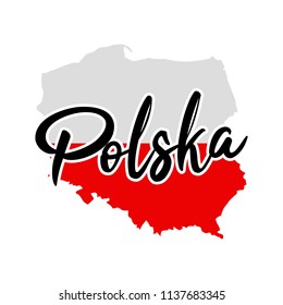 Poland Map Silhouette Flag Button Vector Art Design Patriotic Symbol