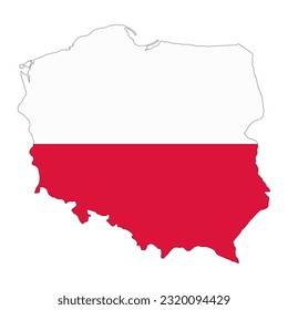 Polen Karte Silhouette mit Flagge einzeln auf weißem Hintergrund