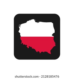 Poland map silhouette with flag on black background