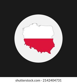 Poland map silhouette with flag on white background