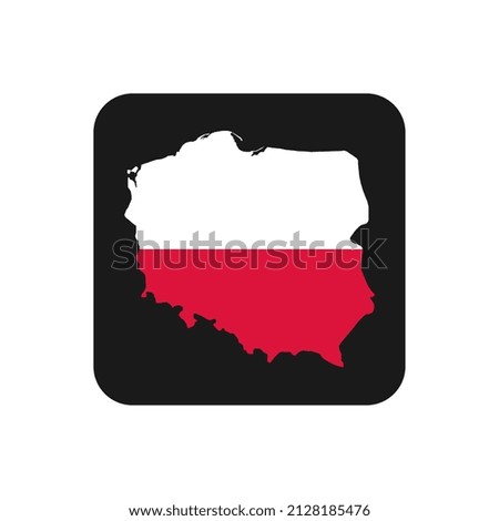Poland map silhouette with flag on black background