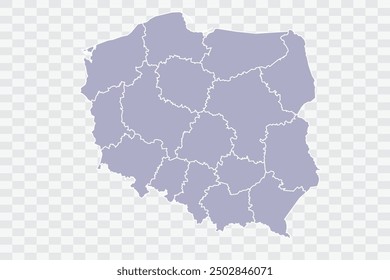 Poland Map silver Color on White Background quality files Png