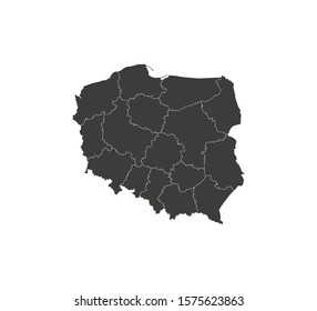 Poland map, states border map. Vector illustration.