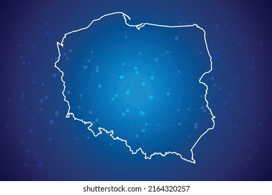 Poland Map Technology  With Network Connection Background