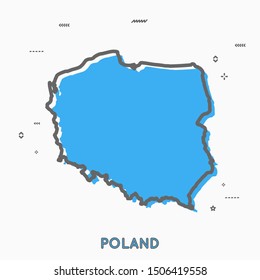 Poland map in thin line style with small geometric figures. Vector illustration modern concept