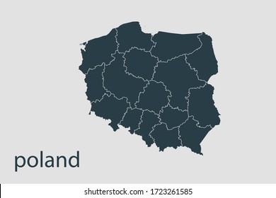 poland map vector, Abstract design vector illustration Eps 10. Navy color.High Detailed on white background.