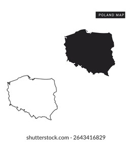 "Poland Map Vector – Black Silhouette and Outline Design for Educational and Graphic Projects"