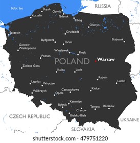 Poland map | Vector detailed color Poland map