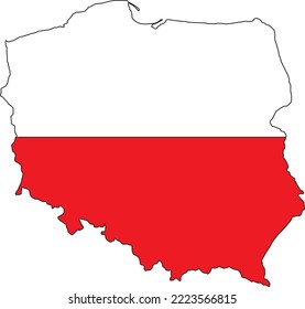 Poland map, vector illustration with Poland flag
