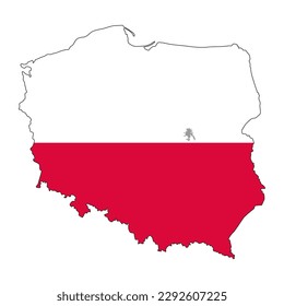Mapa polaco de ilustración vectorial. Dibujo manual del delgado vector de línea negra de Polonia Mapa con la ciudad capital Warszawa sobre fondo blanco.