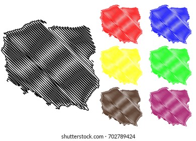 Poland map vector illustration, scribble sketch Poland