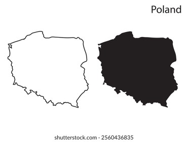 Poland map vector illustration, Poland map silhouette, Poland country, Black and white Poland map 