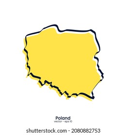 Poland map vector illustration template design. Outline style.