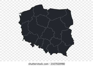 Poland map vector, isolated on transparent background