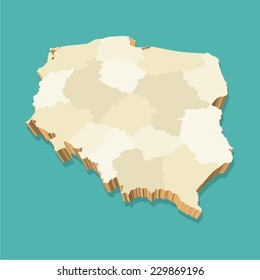 Poland Map Vector Three Dimensional