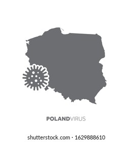 Poland map with a virus microbe. Illness and disease outbreak