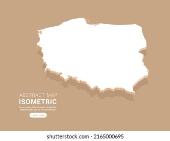 Poland map white on brown background with isometric vector.