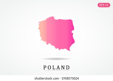 Poland Map - World Map International vector template with Pink gradient color isolated on white background - Vector illustration eps 10
