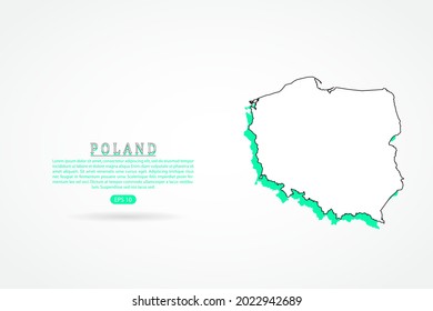 Poland Map - World Map International vector template with green and outline graphic sketch style isolated on white background - Vector illustration eps 10