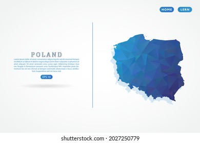 Mapa de Polonia - Mapa Mundial Plantilla vectorial internacional con gradiente de color azul polígono aislado en fondo blanco para educación, sitio web, banner - Ilustración vectorial eps 10