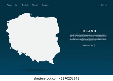 Poland Map - World map international vector template with 3d white color on dark blue and green gradient color background for website template design, infographic - Vector illustration eps 10