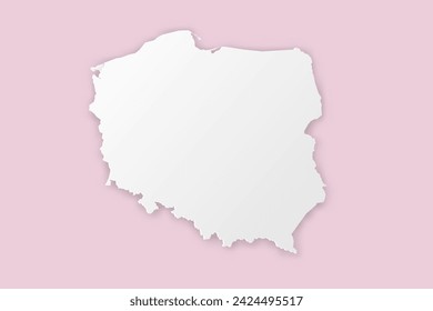 Poland Map - World map International vector template with paper cut style including shadow and white color on pink background for design, education, website - Vector illustration eps 10