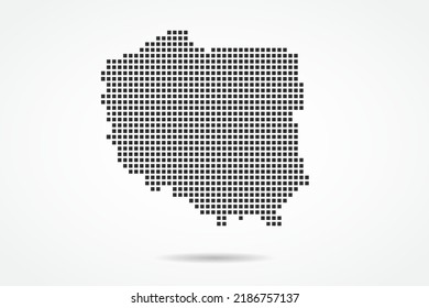 Poland Map - World map vector template with Black pixel, grid, grunge, halftone style isolated on white background for education, infographic, design, banner - Vector illustration eps 10