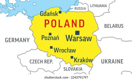 Poland Map. Zoom on World Map. Vector Illustration