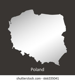 Poland map,border with chrome,metal shine gradient. Vector illustration