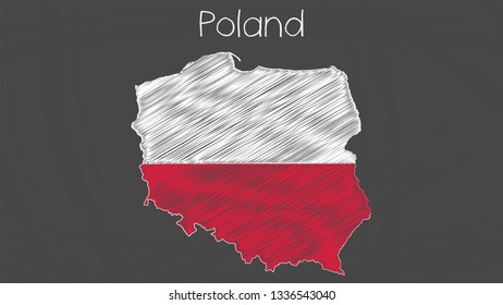 Poland map-flag chalkboard style vector illustration. 