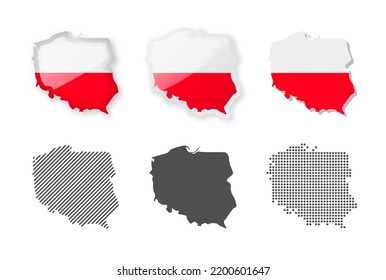 Poland - Maps Collection. Six maps of different designs. Set of vector illustrations