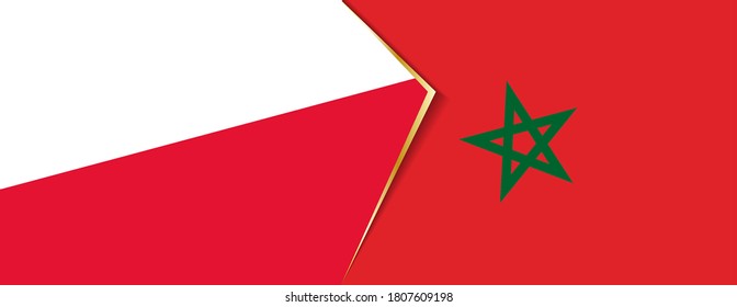 Poland and Morocco flags, two vector flags symbol of relationship or confrontation.