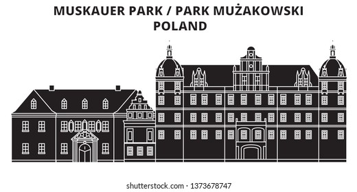 Poland Muskauer Muzakowski Park Travel Skyline Stock Vector (Royalty